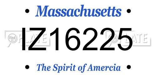 IZ16225 Massachusetts License Plate