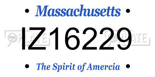 IZ16229 Massachusetts License Plate