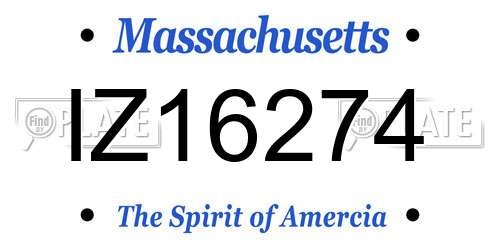 IZ16274 Massachusetts License Plate