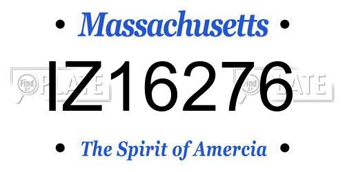 IZ16276 Massachusetts License Plate