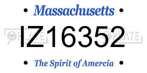 IZ16352 Massachusetts License Plate