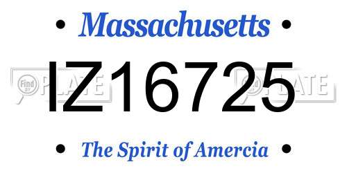 IZ16725 Massachusetts License Plate