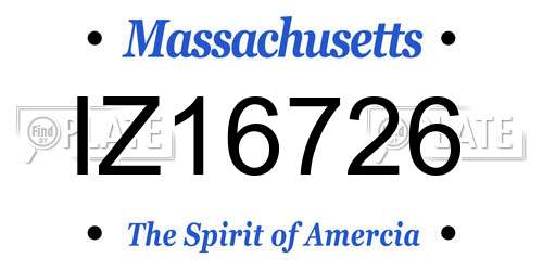 IZ16726 Massachusetts License Plate