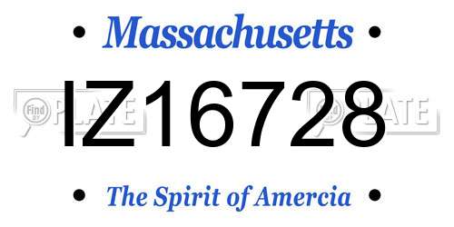 IZ16728 Massachusetts License Plate