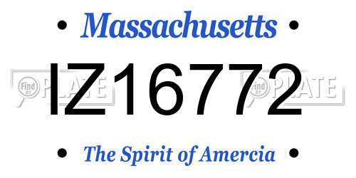 IZ16772 Massachusetts License Plate