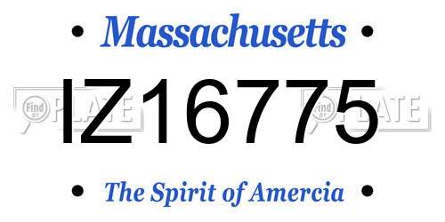 IZ16775 Massachusetts License Plate
