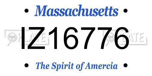 IZ16776 Massachusetts License Plate