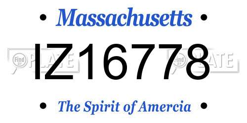 IZ16778 Massachusetts License Plate