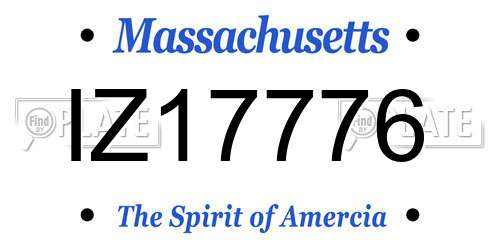IZ17776 Massachusetts License Plate