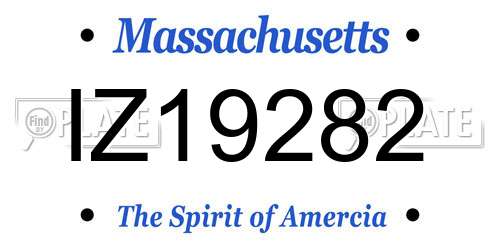 IZ19282 Massachusetts License Plate