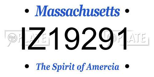 IZ19291 Massachusetts License Plate