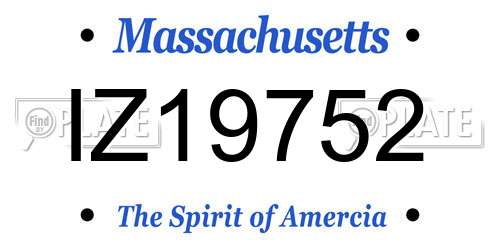 IZ19752 Massachusetts License Plate