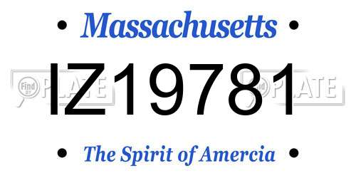 IZ19781 Massachusetts License Plate
