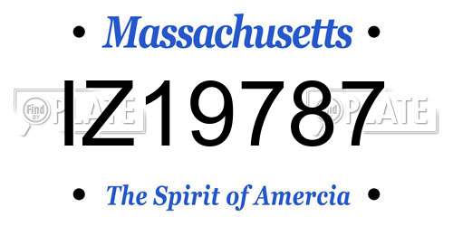 IZ19787 Massachusetts License Plate