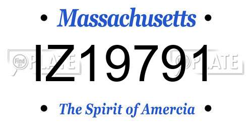 IZ19791 Massachusetts License Plate