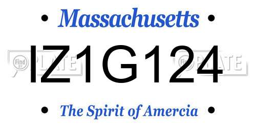 IZ1G124 Massachusetts License Plate