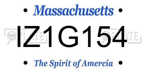 IZ1G154 Massachusetts License Plate