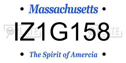 IZ1G158 Massachusetts License Plate