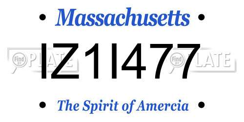 IZ1I477 Massachusetts License Plate