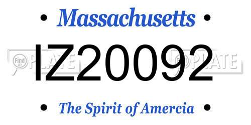 IZ20092 Massachusetts License Plate