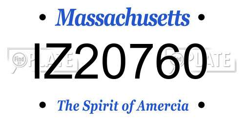 IZ20760 Massachusetts License Plate