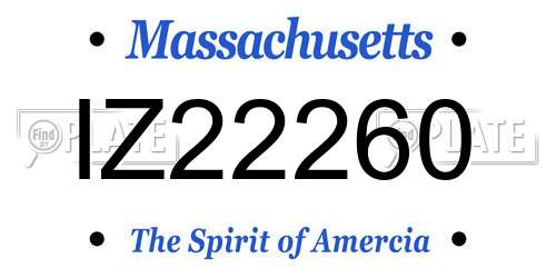 IZ22260 Massachusetts License Plate