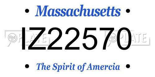 IZ22570 Massachusetts License Plate
