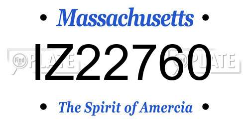 IZ22760 Massachusetts License Plate