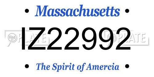 IZ22992 Massachusetts License Plate