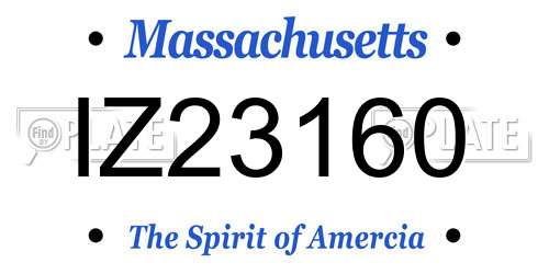 IZ23160 Massachusetts License Plate