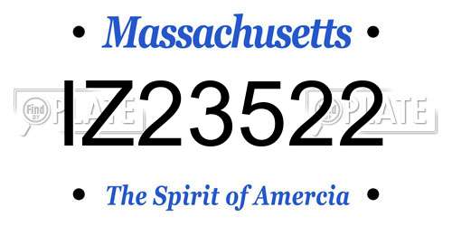 IZ23522 Massachusetts License Plate