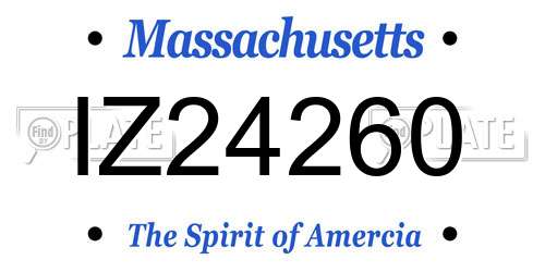 IZ24260 Massachusetts License Plate