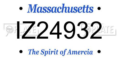 IZ24932 Massachusetts License Plate