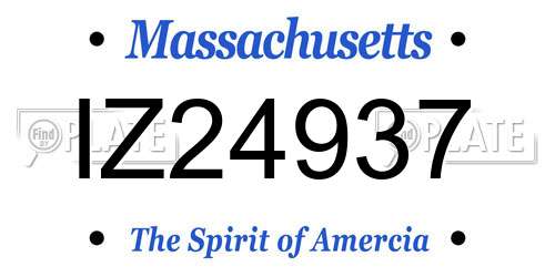 IZ24937 Massachusetts License Plate