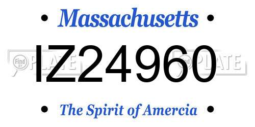 IZ24960 Massachusetts License Plate