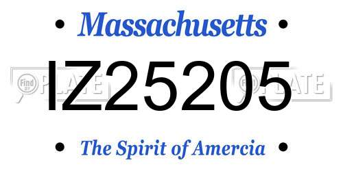 IZ25205 Massachusetts License Plate