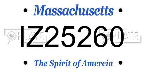 IZ25260 Massachusetts License Plate