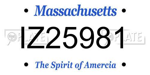 IZ25981 Massachusetts License Plate