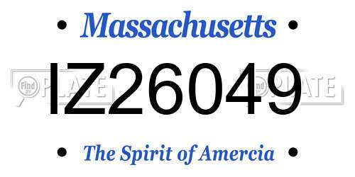 IZ26049 Massachusetts License Plate