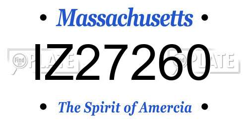 IZ27260 Massachusetts License Plate