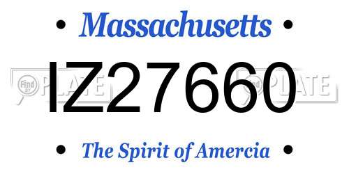 IZ27660 Massachusetts License Plate