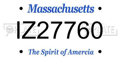 IZ27760 Massachusetts License Plate
