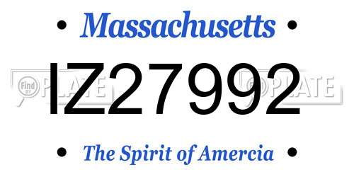 IZ27992 Massachusetts License Plate