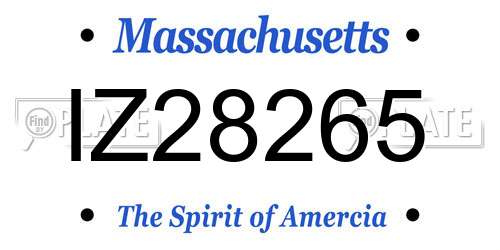 IZ28265 Massachusetts License Plate