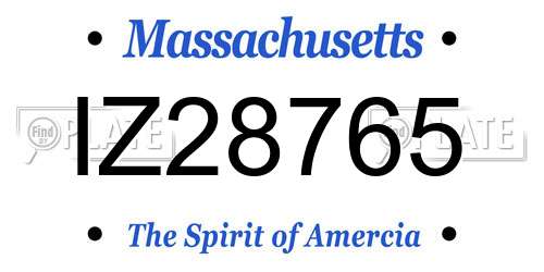 IZ28765 Massachusetts License Plate