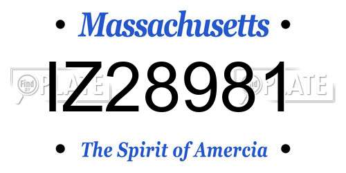 IZ28981 Massachusetts License Plate