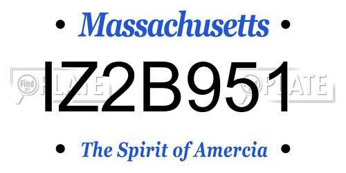 IZ2B951 Massachusetts License Plate