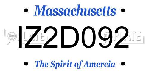 IZ2D092 Massachusetts License Plate