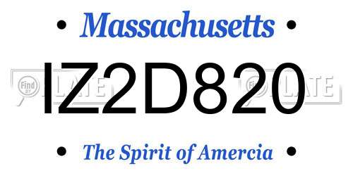 IZ2D820 Massachusetts License Plate