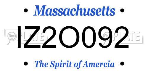 IZ2O092 Massachusetts License Plate